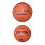 Larry Bird Magic Johnson dual signed Official NBA Basketball #333/500 w/Upper Deck COA